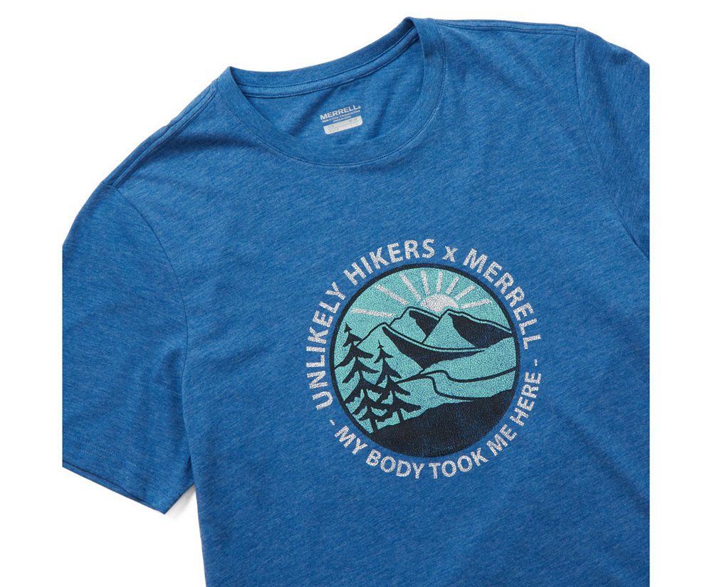 Merrell Kort Ærme Herre - Unlikely Hikers X Tee - Blå - HSU682054